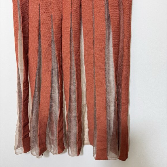En Saison Brianna Pull On Midi Skirt Size XS Sheer Knit Stretchy Rust Brown New - Picture 4 of 8